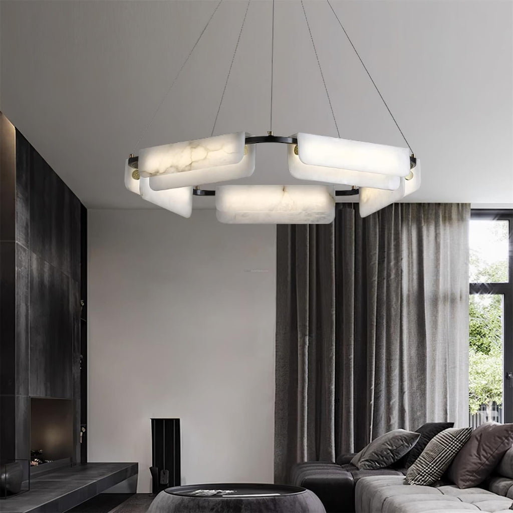 Delia Round Alabaster Chandelier