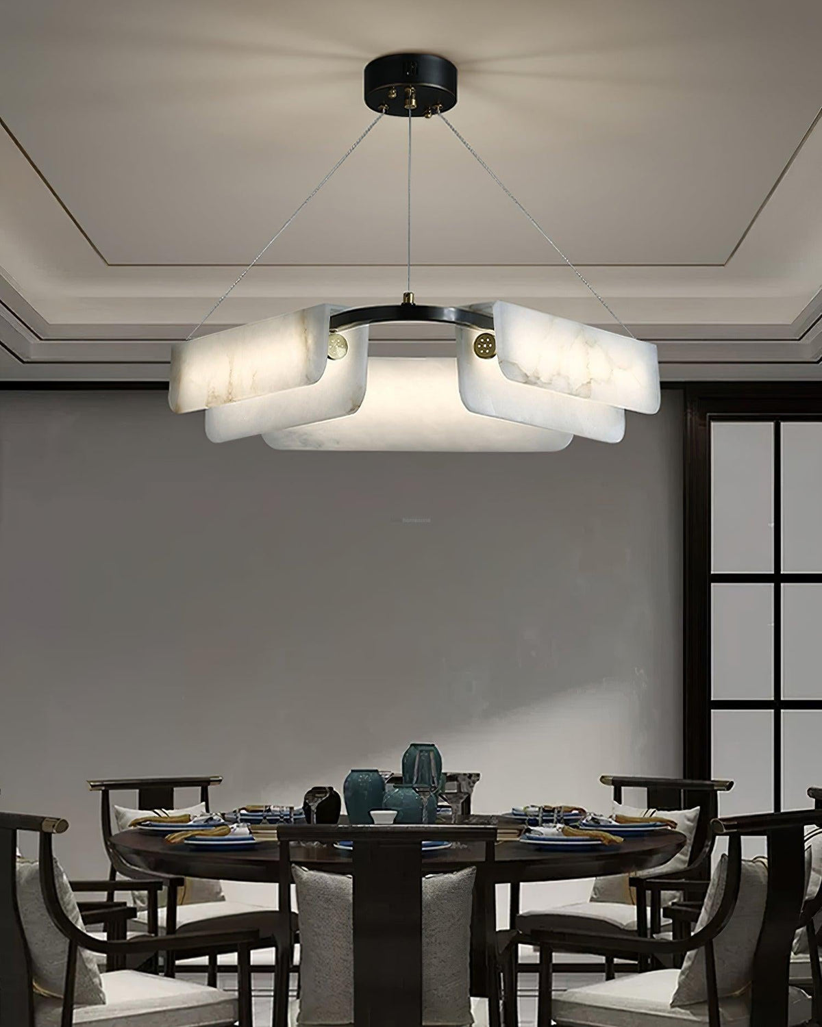 Delia Round Alabaster Chandelier