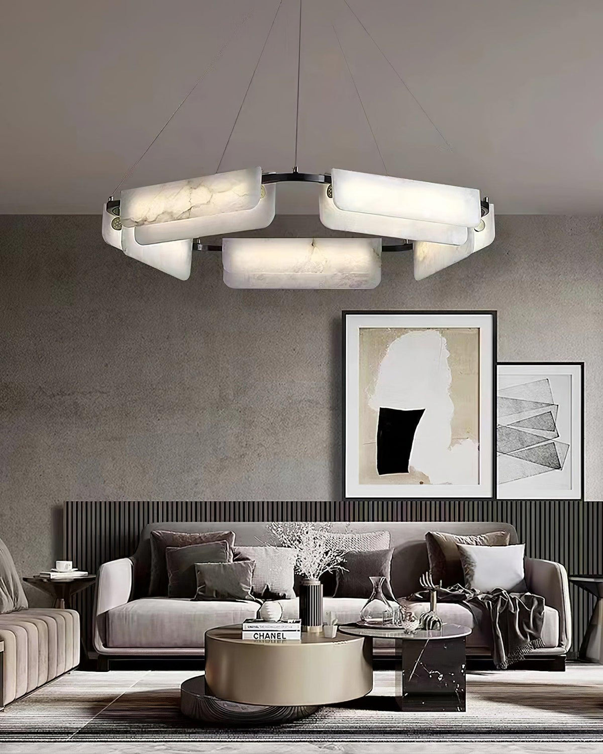 Delia Round Alabaster Chandelier