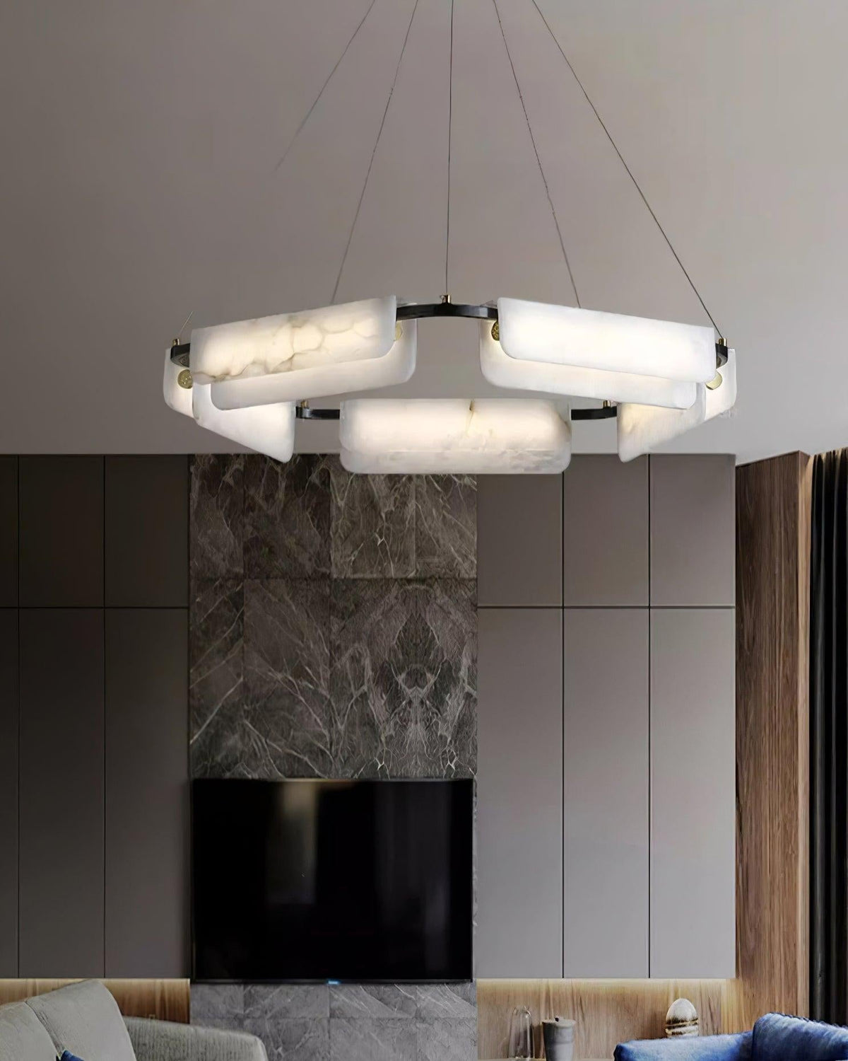 Delia Round Alabaster Chandelier
