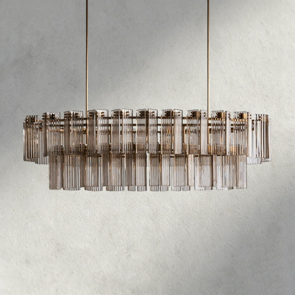 72" / Brass / Smoke Delsie Oval Chandelier 51", 63", 72"