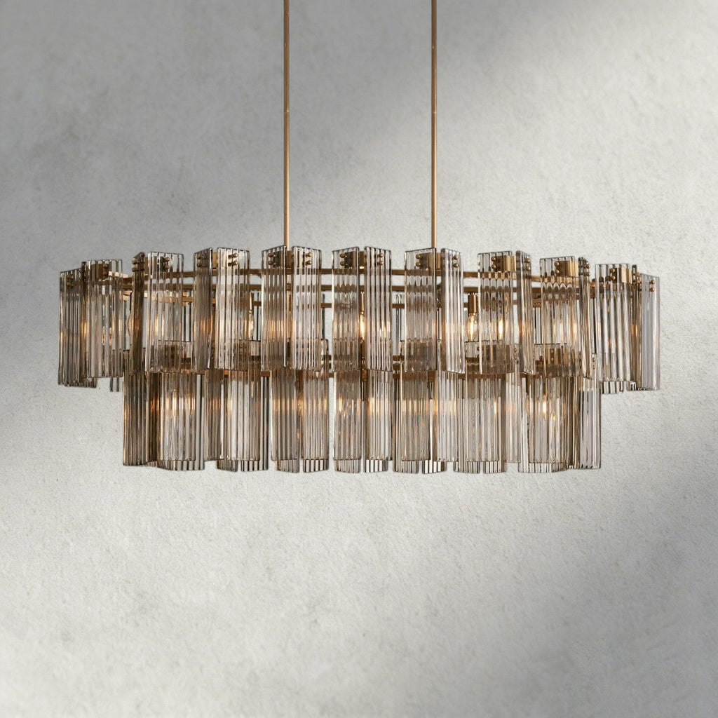 63" / Brass / Smoke Delsie Oval Chandelier 51", 63", 72"