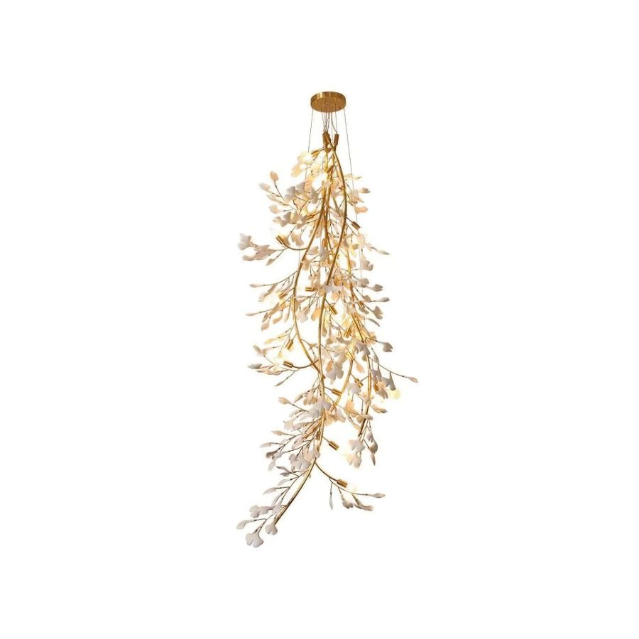 Drooping Ceramic Ginkgo Leaf Chandelier - SizeA -  Manorlights