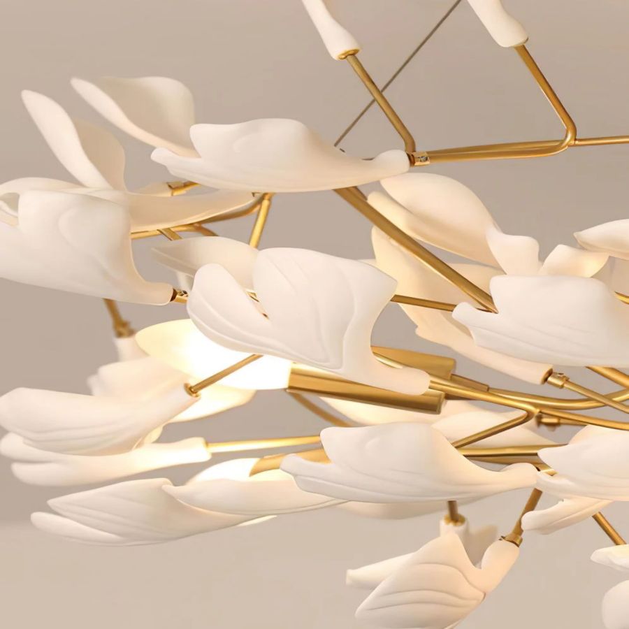 Drooping Ceramic Ginkgo Leaf Chandelier - SizeB -  Manorlights