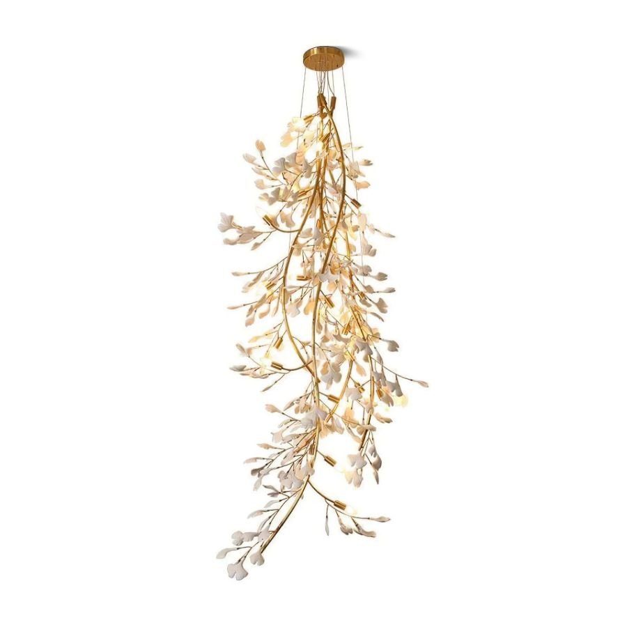 Drooping Ceramic Ginkgo Leaf Chandelier - SizeB -  Manorlights