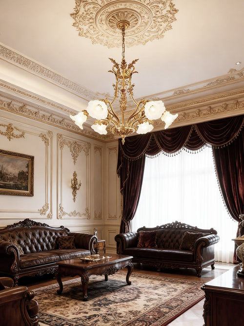 6 Lights Classical Retro Brass Chandelier Light 33X27 Inch-铜灯-Manorlights