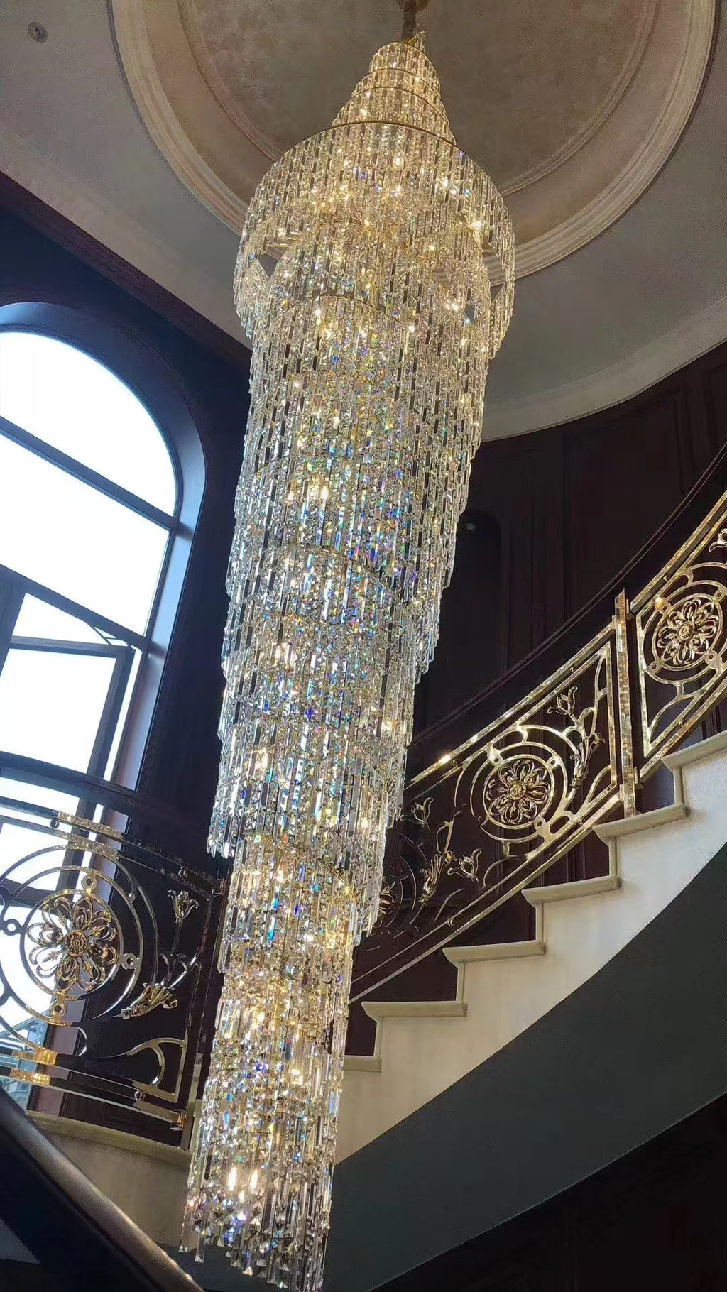 Luxury Spiral Crystal Chandelier for High-ceiling/Foyer/Staircase-Chandeliers-Manorlights