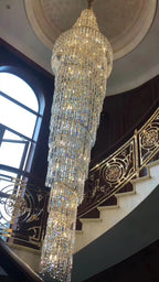 Luxury Spiral Crystal Chandelier for High-ceiling/Foyer/Staircase-Chandeliers-Manorlights