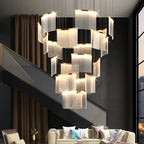 Designer Tile Chandelier For Foyer And High Ceiling Living Room-Manorlights