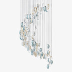 Designer Aqua Ripple Glass Art Customize Chandelier-Chandelier-Manorlights