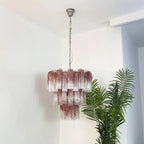Elegant Murano Pink Rose Chandelier detail view