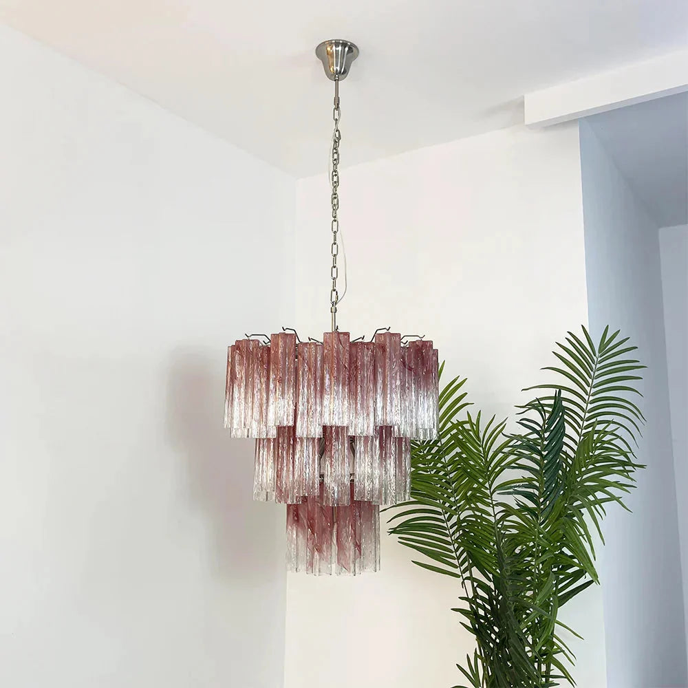 Elegant Murano Pink Rose Chandelier detail view