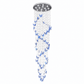 Elyndra LED K9 Crystal Column Chandelier - Dia 15.7″ × H 98.4″BlueWarm LightBlushlighting