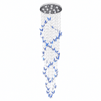 Elyndra LED K9 Crystal Column Chandelier - Dia 15.7″ × H 98.4″BlueWarm LightBlushlighting
