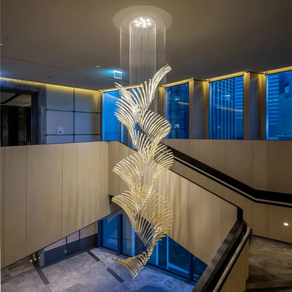 European Style Spiral Glass Chandelier for Staircase/Foyer/Hotel/Villa - D23.6"*H70.9"Warm LightBlushlighting