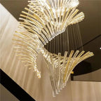 European Style Spiral Glass Chandelier for Staircase/Foyer/Hotel/Villa - D23.6"*H70.9"Warm LightBlushlighting