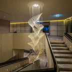 European Style Spiral Glass Chandelier for Staircase/Foyer/Hotel/Villa - D23.6"*H70.9"Warm LightBlushlighting