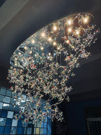 Exquisite Crystal Flower Branch Chandelier for Hotel Foyer and Entryway Ceiling Lighting Fixture - L47.2" * W17.7" * H47.2"/23.3kgChrome Branches+Chrome CanopyWarm LightManorlights