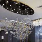 Exquisite Crystal Flower Branch Chandelier for Hotel Foyer and Entryway Ceiling Lighting Fixture - L47.2" * W17.7" * H47.2"/23.3kgChrome Branches+Chrome CanopyWarm LightManorlights