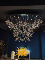 Exquisite Crystal Flower Branch Chandelier for Hotel Foyer and Entryway Ceiling Lighting Fixture - L47.2" * W17.7" * H47.2"/23.3kgChrome Branches+Chrome CanopyWarm LightManorlights