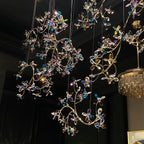 Exquisite Crystal Flower Branch Chandelier for Hotel Foyer and Entryway Ceiling Lighting Fixture - L47.2" * W17.7" * H47.2"/23.3kgChrome Branches+Chrome CanopyWarm LightManorlights
