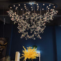Exquisite Crystal Flower Branch Chandelier for Hotel Foyer and Entryway Ceiling Lighting Fixture - L47.2" * W17.7" * H47.2"/23.3kgChrome Branches+Chrome CanopyWarm LightManorlights