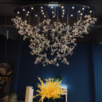Exquisite Crystal Flower Branch Chandelier for Hotel Foyer and Entryway Ceiling Lighting Fixture - L63" * W17.7" * H63"Chrome Branches+Chrome CanopyWarm LightManorlights