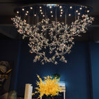 Exquisite Crystal Flower Branch Chandelier for Hotel Foyer and Entryway Ceiling Lighting Fixture - L47.2" * W17.7" * H47.2"/23.3kgChrome Branches+Chrome CanopyWarm LightManorlights