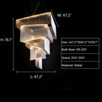 Extra Large Art Multi - tier Aluminum Chain Tassel Chandelier for High - Ceiling Room - L47.2"*W47.2"H78.7"ChromeWhite Light - Manorlights