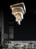 Extra Large Art Multi - tier Aluminum Chain Tassel Chandelier for High - Ceiling Room - L31.5"*W31.5"H63.0"ChromeWarm Light - Manorlights