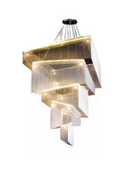 Extra Large Art Multi - tier Aluminum Chain Tassel Chandelier for High - Ceiling Room - L31.5"*W31.5"H63.0"PinkWarm Light - Manorlights