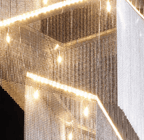 Extra Large Art Multi - tier Aluminum Chain Tassel Chandelier for High - Ceiling Room - L47.2"*W47.2"H78.7"ChromeWhite Light - Manorlights
