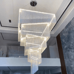 Extra Large Art Multi - tier Aluminum Chain Tassel Chandelier for High - Ceiling Room - L31.5"*W31.5"H63.0"ChromeWhite Light - Manorlights