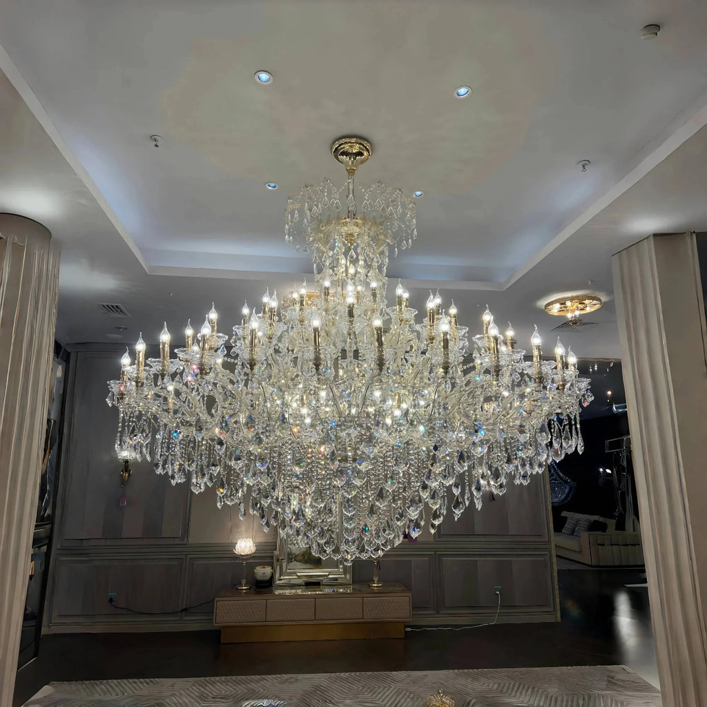 Extra Large Elegant Crystal Chandelier in Branch Style with Candle Layers for Stairs Living Room and Foyer-Chandeliers-Manorlights