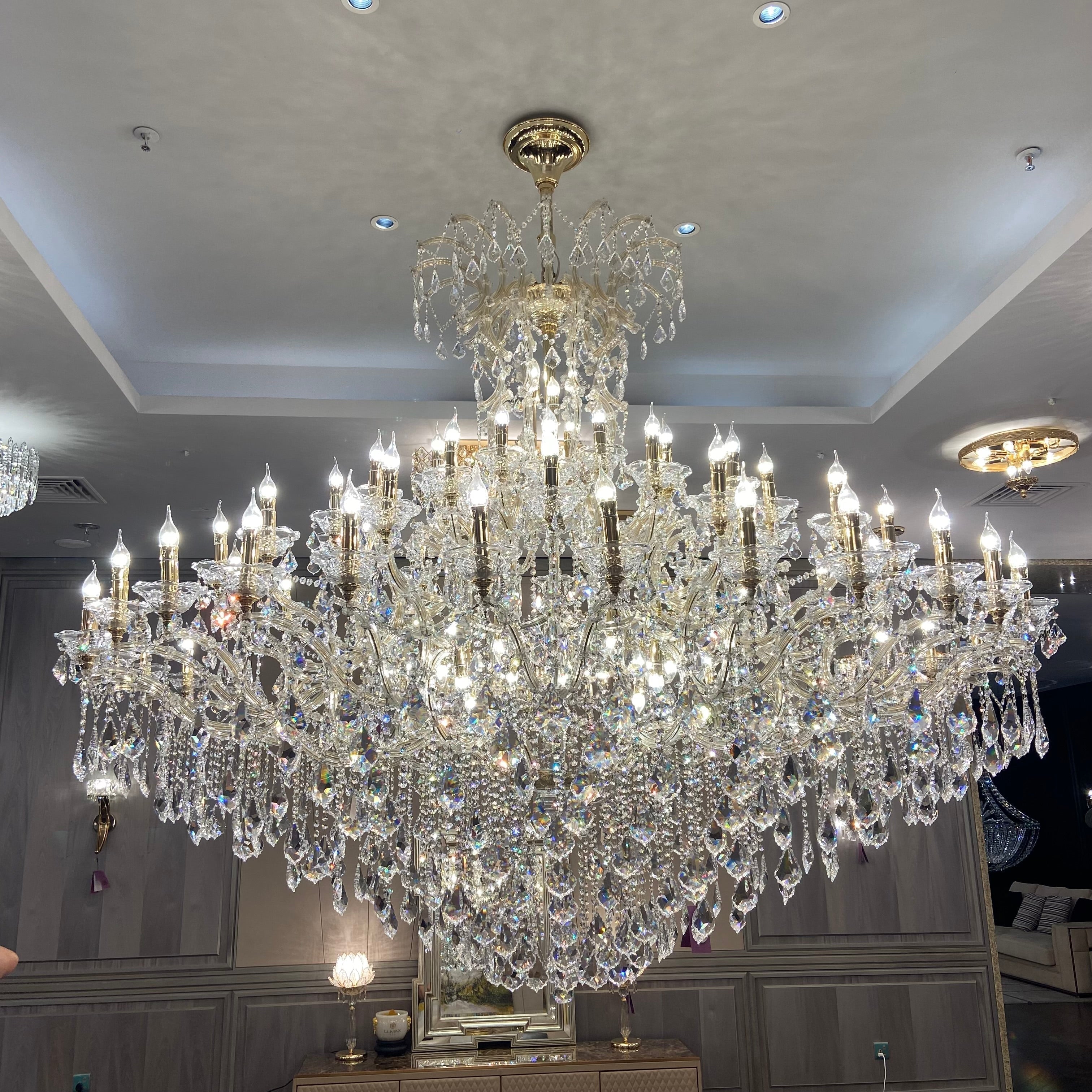 Extra Large Elegant Crystal Chandelier in Branch Style with Candle Layers for Stairs Living Room and Foyer-Chandeliers-Manorlights