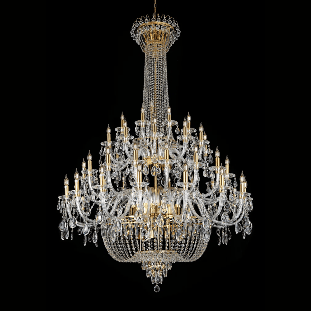 Extra Large European-style Multi-layers Candle Luxury Crystal Chandelier Gold Art Foyer/Staircase Decorative Light Fixture - 4 Layers /52+10 Lights/D57.1"*H78.7"(D145cm*H200cm)/120kgGoldWarm LightManorlights