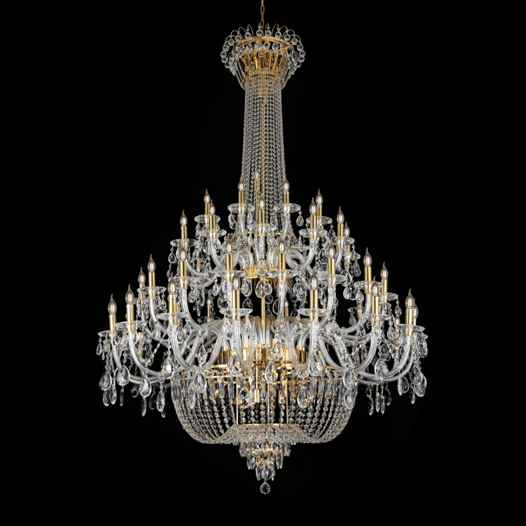 Extra Large European-style Multi-layers Candle Luxury Crystal Chandelier Gold Art Foyer/Staircase Decorative Light Fixture - 4 Layers /52+10 Lights/D57.1"*H78.7"(D145cm*H200cm)/120kgGoldWarm LightManorlights