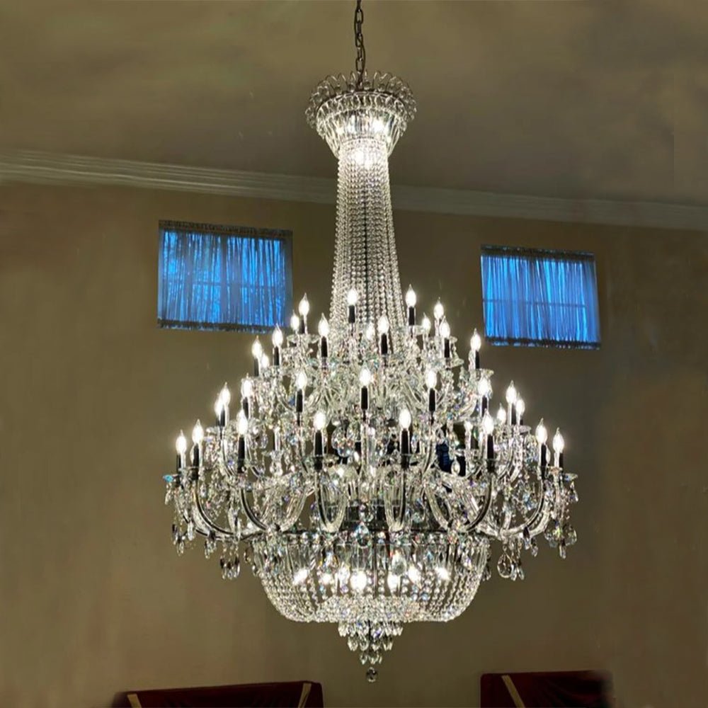 Extra Large European-style Multi-layers Candle Luxury Crystal Chandelier Gold Art Foyer/Staircase Decorative Light Fixture - 4 Layers /52+10 Lights/D57.1"*H78.7"(D145cm*H200cm)/120kgGoldWarm LightManorlights