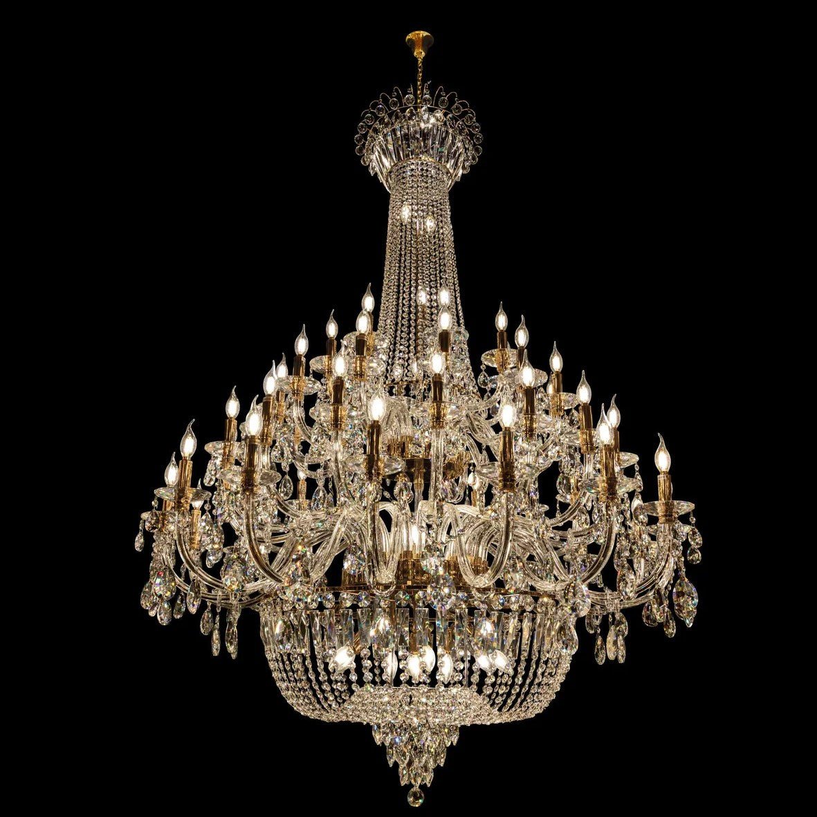 Extra Large European-style Multi-layers Candle Luxury Crystal Chandelier Gold Art Foyer/Staircase Decorative Light Fixture - 4 Layers /52+10 Lights/D57.1"*H78.7"(D145cm*H200cm)/120kgGoldWarm LightManorlights
