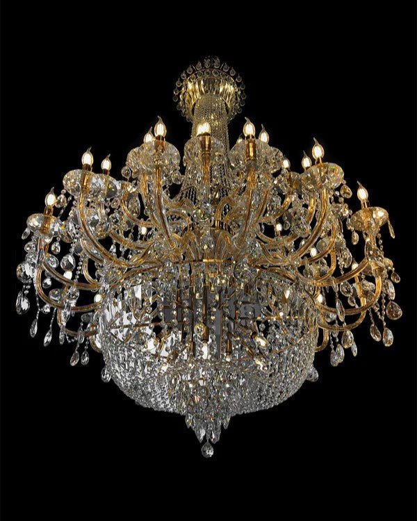 Extra Large European-style Multi-layers Candle Luxury Crystal Chandelier Gold Art Foyer/Staircase Decorative Light Fixture - 4 Layers /52+10 Lights/D57.1"*H78.7"(D145cm*H200cm)/120kgChromeWarm LightManorlights