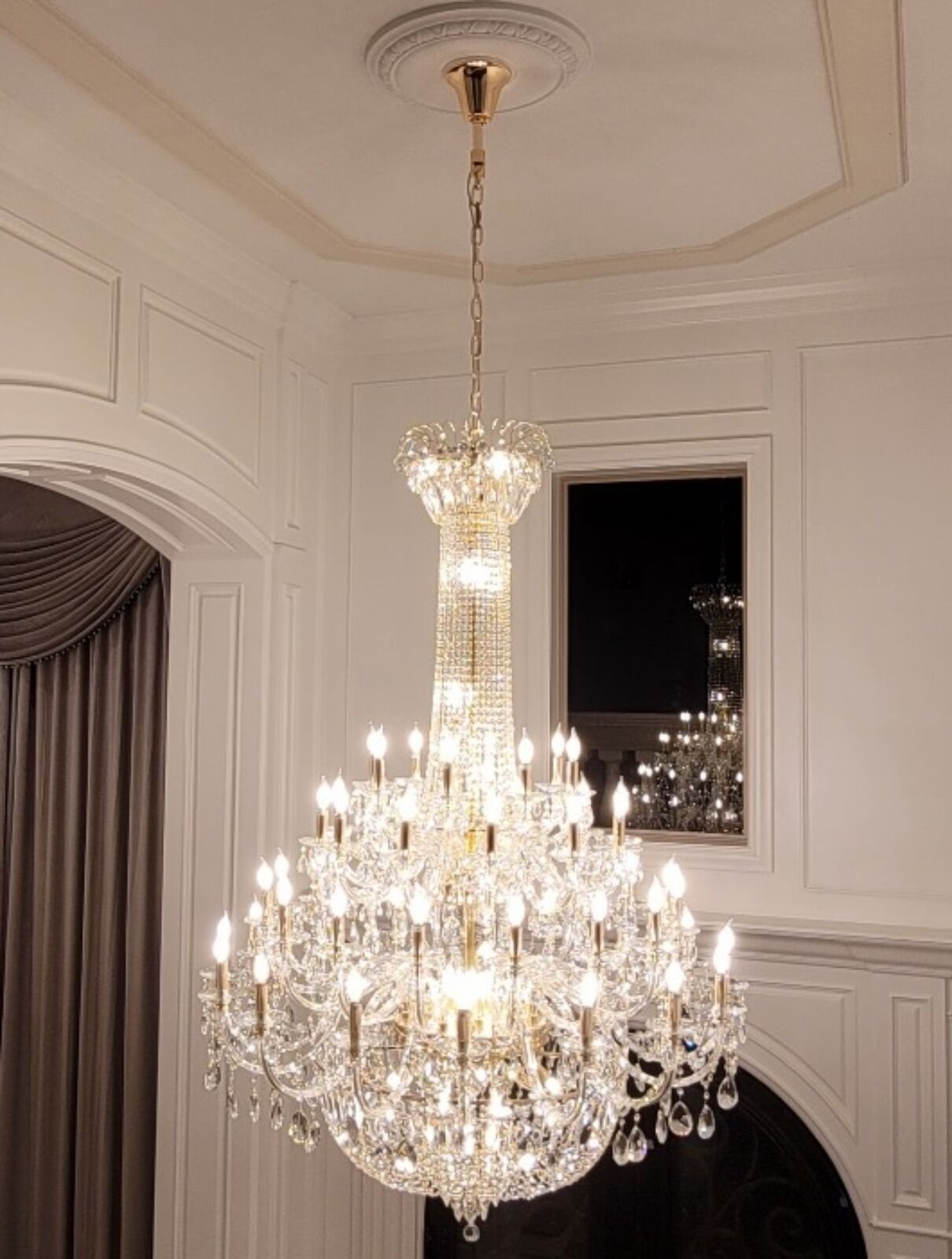 Extra Large European-style Multi-layers Candle Luxury Crystal Chandelier Gold Art Foyer/Staircase Decorative Light Fixture - 4 Layers /52+10 Lights/D57.1"*H78.7"(D145cm*H200cm)/120kgGoldWarm LightManorlights