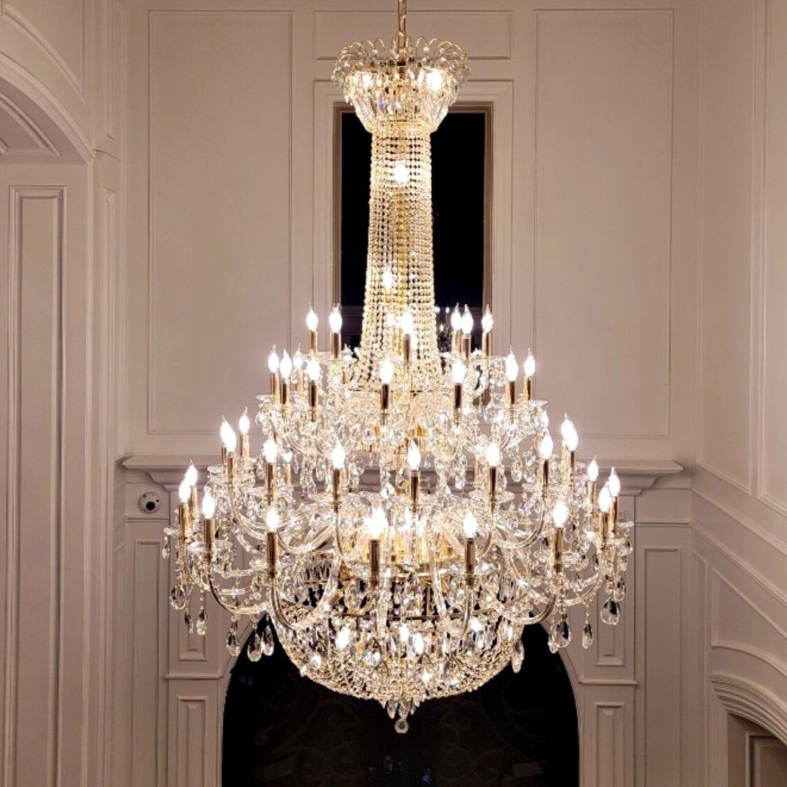 Extra Large European-style Multi-layers Candle Luxury Crystal Chandelier Gold Art Foyer/Staircase Decorative Light Fixture - 4 Layers /52+10 Lights/D57.1"*H78.7"(D145cm*H200cm)/120kgGoldWarm LightManorlights