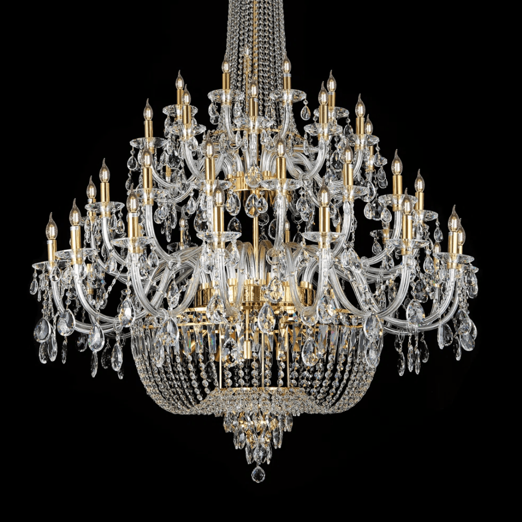 Extra Large European-style Multi-layers Candle Luxury Crystal Chandelier Gold Art Foyer/Staircase Decorative Light Fixture - 4 Layers /52+10 Lights/D57.1"*H78.7"(D145cm*H200cm)/120kgChromeWarm LightManorlights