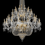 Extra Large European-style Multi-layers Candle Luxury Crystal Chandelier Gold Art Foyer/Staircase Decorative Light Fixture - 4 Layers /52+10 Lights/D57.1"*H78.7"(D145cm*H200cm)/120kgChromeWarm LightManorlights