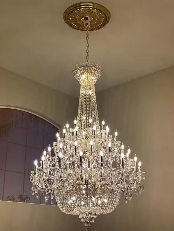 Extra Large European-style Multi-layers Candle Luxury Crystal Chandelier Gold Art Foyer/Staircase Decorative Light Fixture - 4 Layers /52+10 Lights/D57.1"*H78.7"(D145cm*H200cm)/120kgGoldWarm LightManorlights