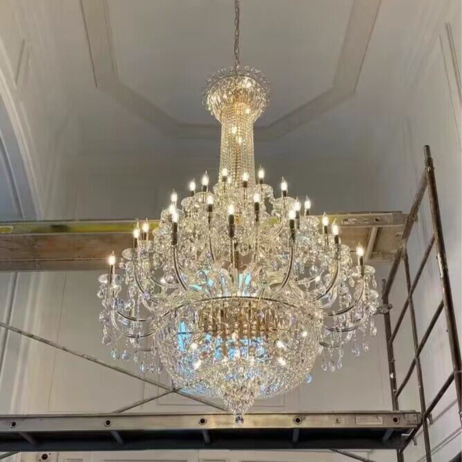 Extra Large European-style Multi-layers Candle Luxury Crystal Chandelier Gold Art Foyer/Staircase Decorative Light Fixture - 4 Layers /52+10 Lights/D57.1"*H78.7"(D145cm*H200cm)/120kgGoldWarm LightManorlights