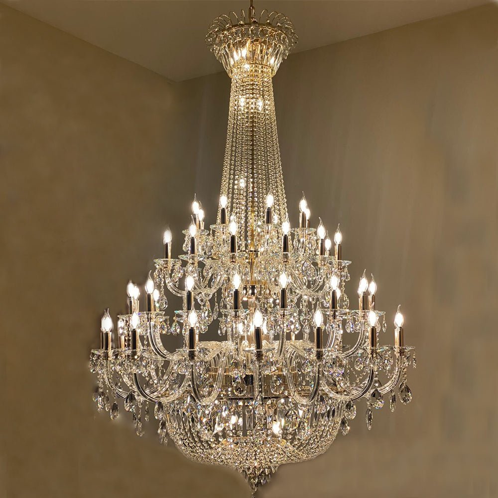Extra Large European-style Multi-layers Candle Luxury Crystal Chandelier Gold Art Foyer/Staircase Decorative Light Fixture - 4 Layers /52+10 Lights/D57.1"*H78.7"(D145cm*H200cm)/120kgGoldWarm LightManorlights
