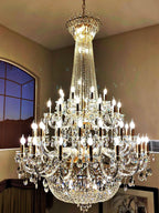 Extra Large European-style Multi-layers Candle Luxury Crystal Chandelier Gold Art Foyer/Staircase Decorative Light Fixture - 4 Layers /52+10 Lights/D57.1"*H78.7"(D145cm*H200cm)/120kgGoldWarm LightManorlights