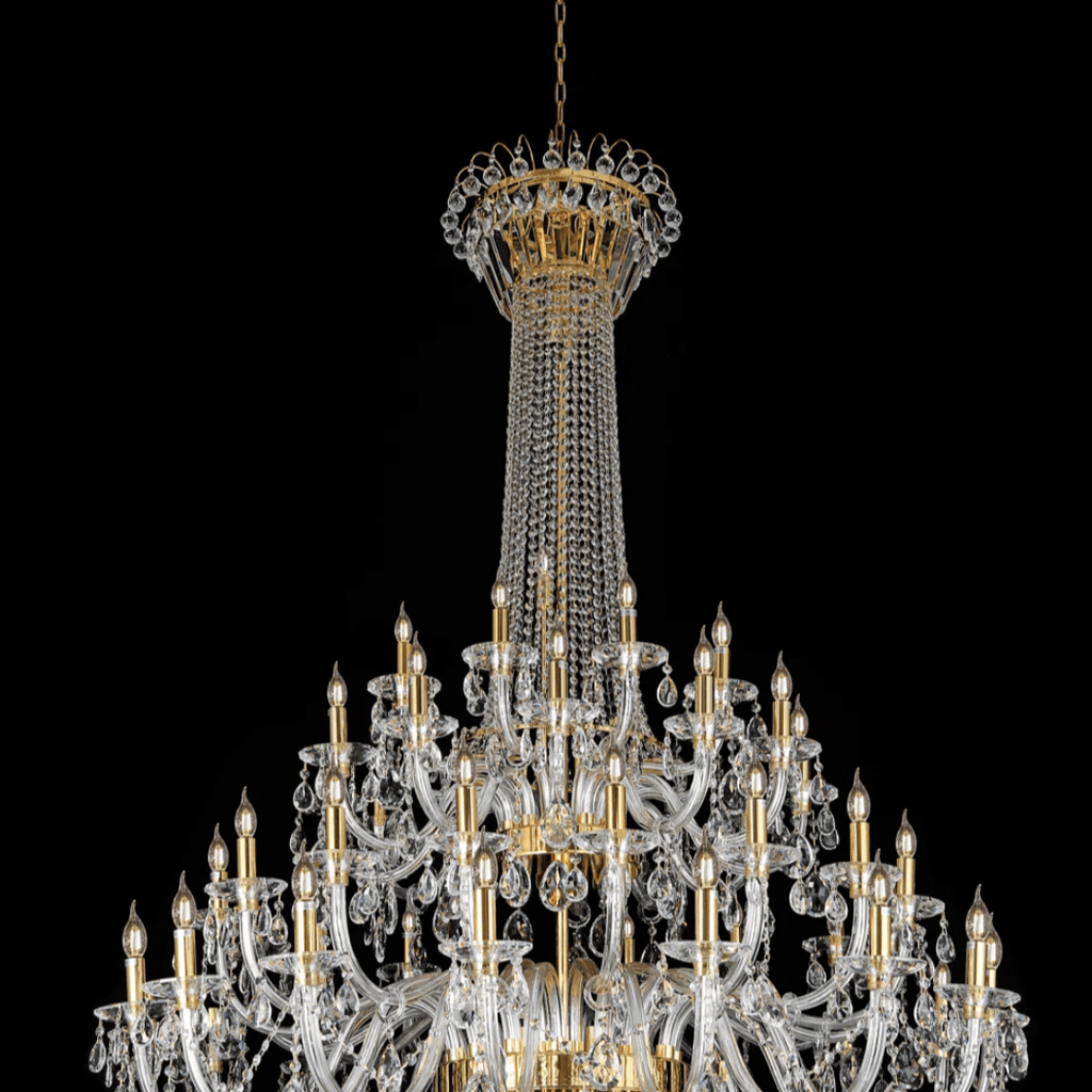 Extra Large European-style Multi-layers Candle Luxury Crystal Chandelier Gold Art Foyer/Staircase Decorative Light Fixture - 4 Layers /52+10 Lights/D57.1"*H78.7"(D145cm*H200cm)/120kgChromeWarm LightManorlights