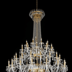 Extra Large European-style Multi-layers Candle Luxury Crystal Chandelier Gold Art Foyer/Staircase Decorative Light Fixture - 4 Layers /52+10 Lights/D57.1"*H78.7"(D145cm*H200cm)/120kgChromeWarm LightManorlights